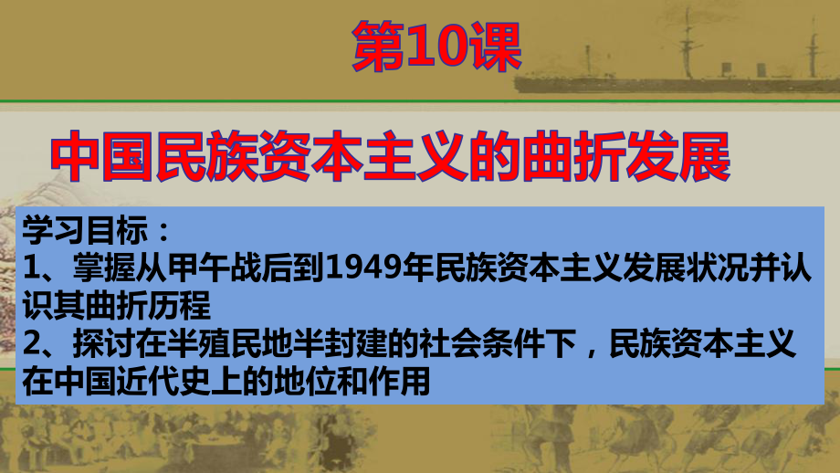 人教版必修二第三單元第10課中國(guó)民族資本主義的曲折發(fā)展課件_第1頁(yè)