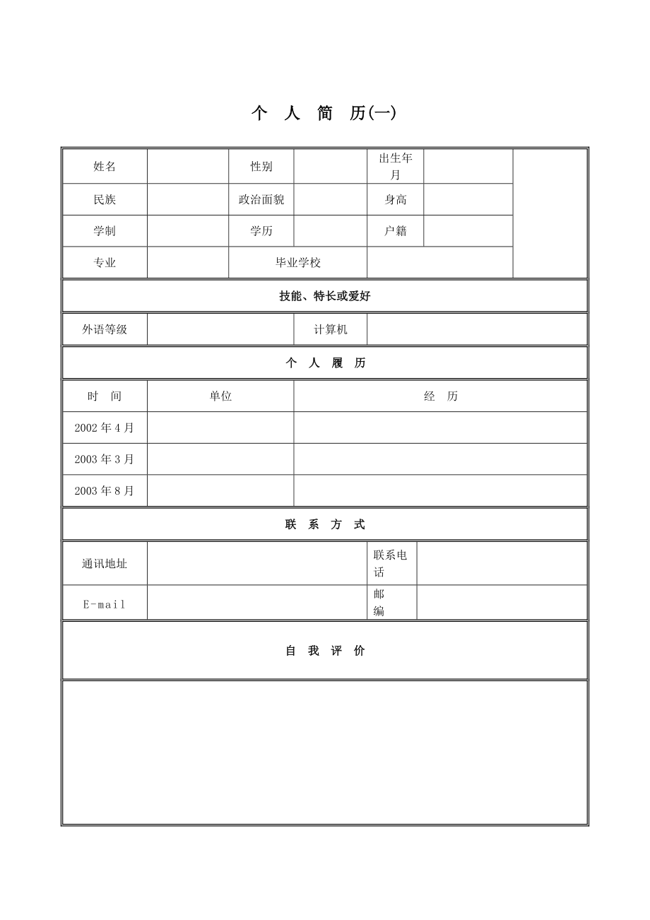 個人簡歷模板集結號（二十六個簡歷模板）_第1頁