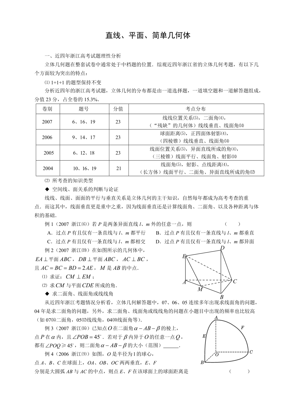 人教A版高三數(shù)學(xué)復(fù)習(xí)幾何部分《直線、平面、簡單幾何體》_第1頁