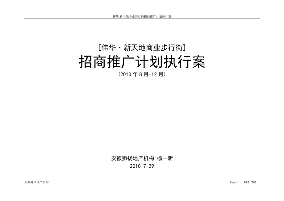 定远县步行街招商推广计划执行案_第1页