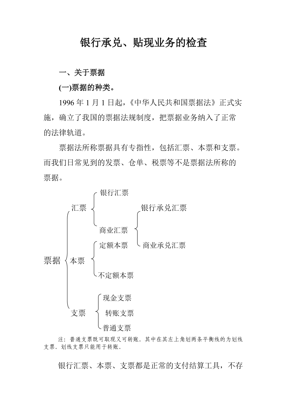 银行承兑、贴现业务的检查基本知识_第1页