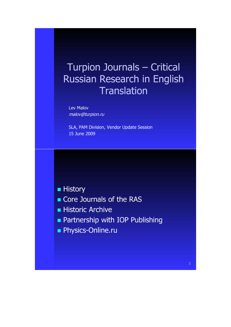 Turpion Publications – Critical Russian Research in English_第1页