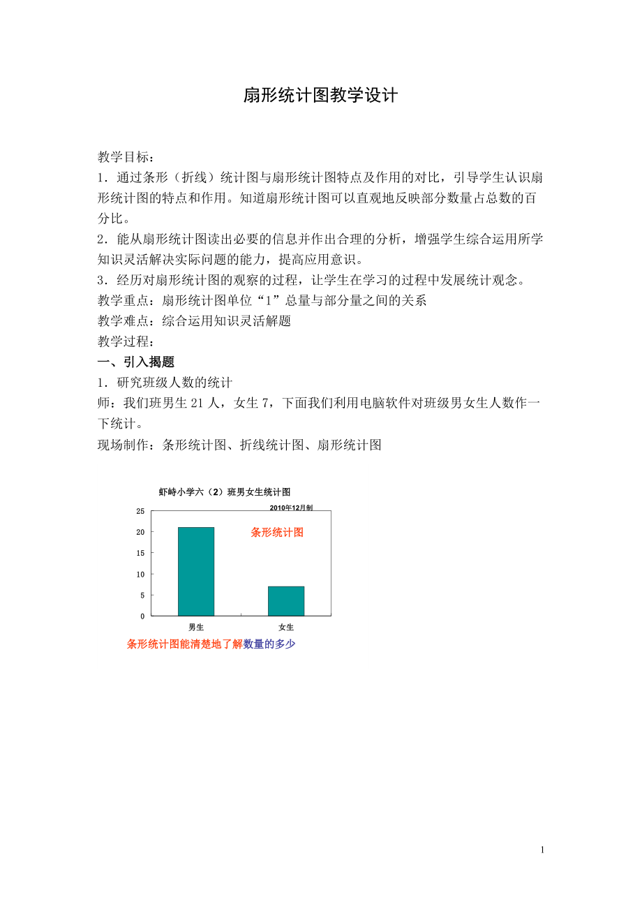 人教版小学数学教案《扇形统计图》_第1页