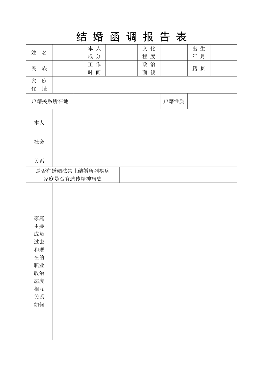 结婚函调报告表96566507