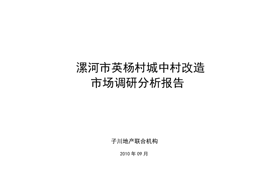 漯河英杨村城中村改造项目市场调研分析报告..._第1页