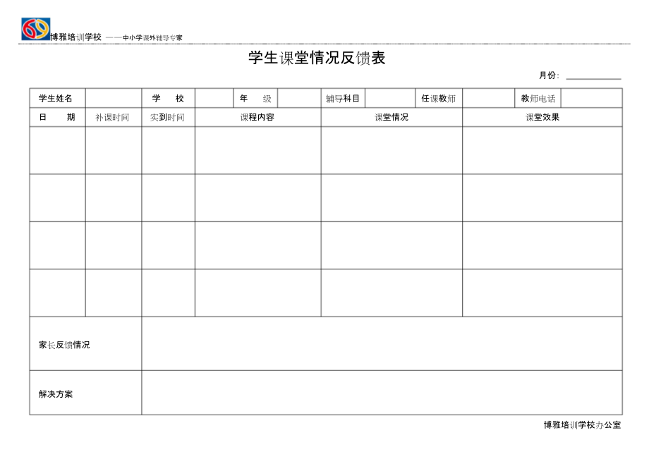 学生课堂情况反馈表共1页_第1页