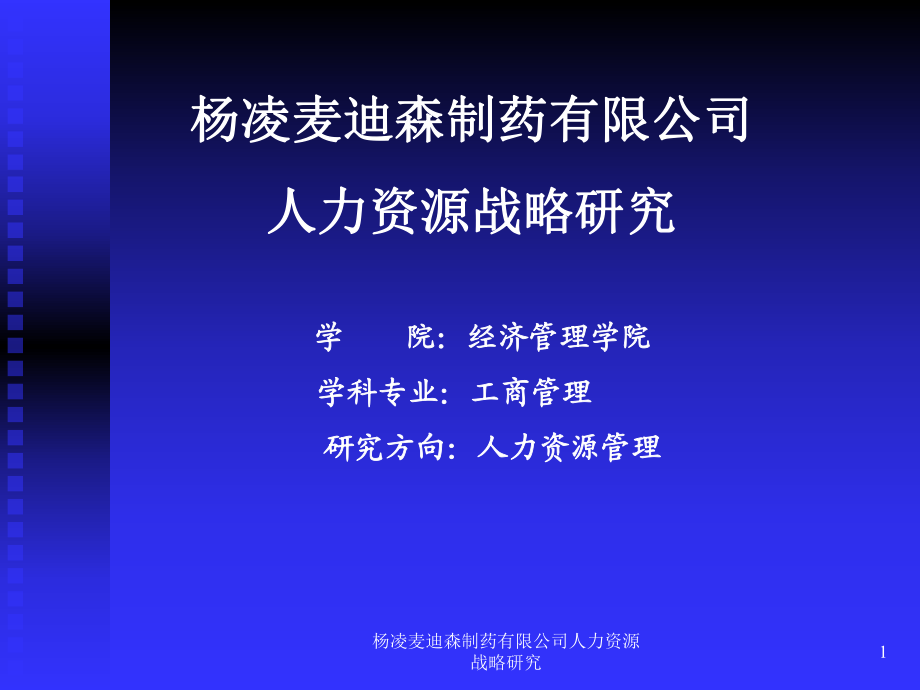 楊凌麥迪森制藥有限公司人力資源戰(zhàn)略研究課件_第1頁