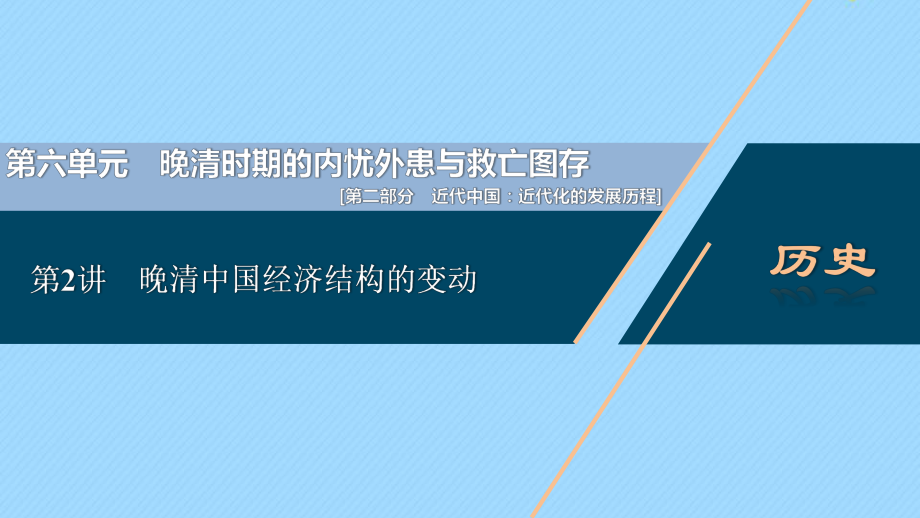 通史版2021版新高考歷史一輪復習第六單元晚清時期的內憂外患與救亡圖存第2講晚清我國經濟結構的變動課件人民版_第1頁