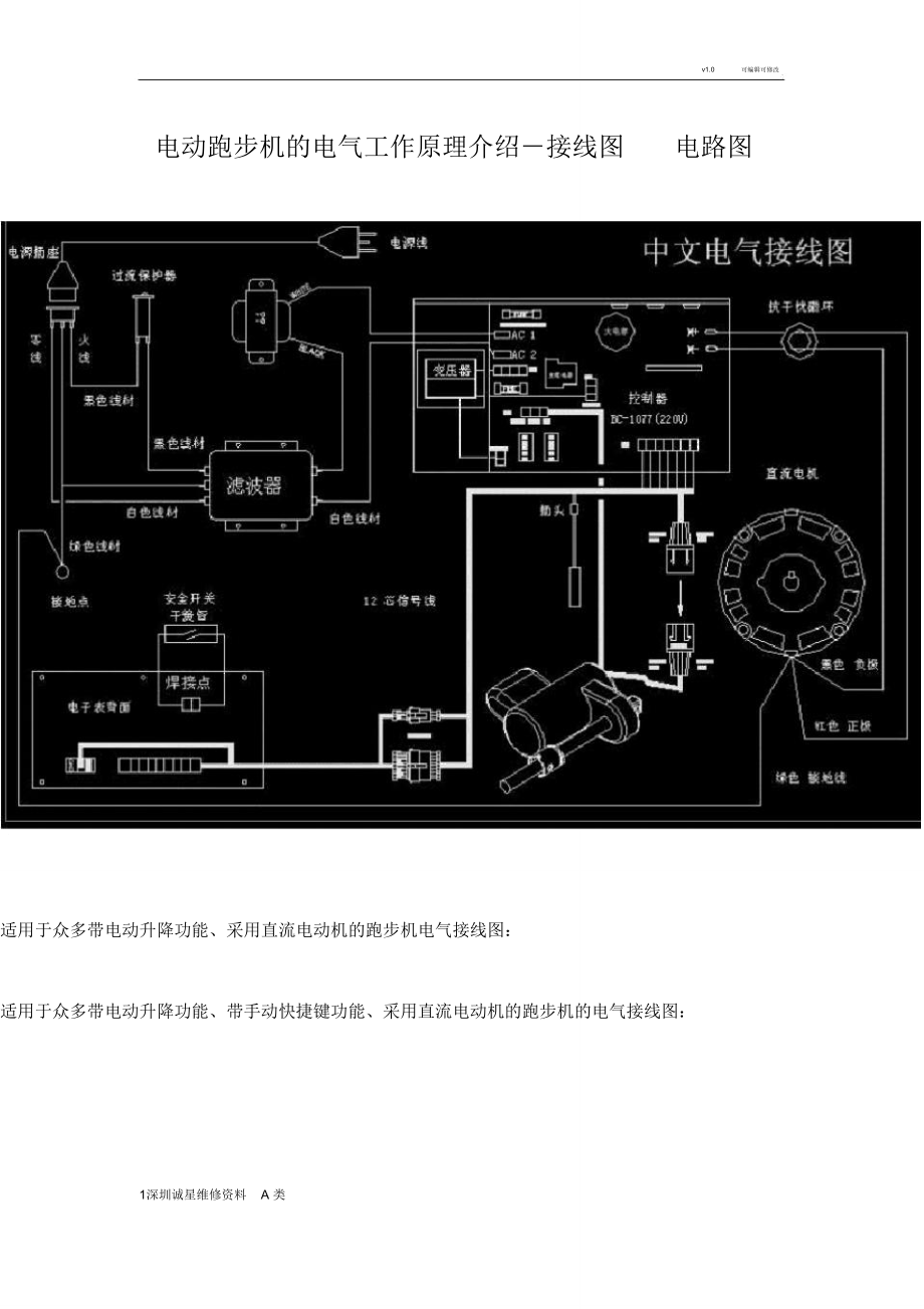 跑步机接线图解图片