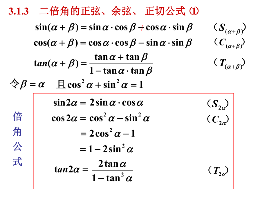 313二倍角的正弦,余弦,正切公式(一)