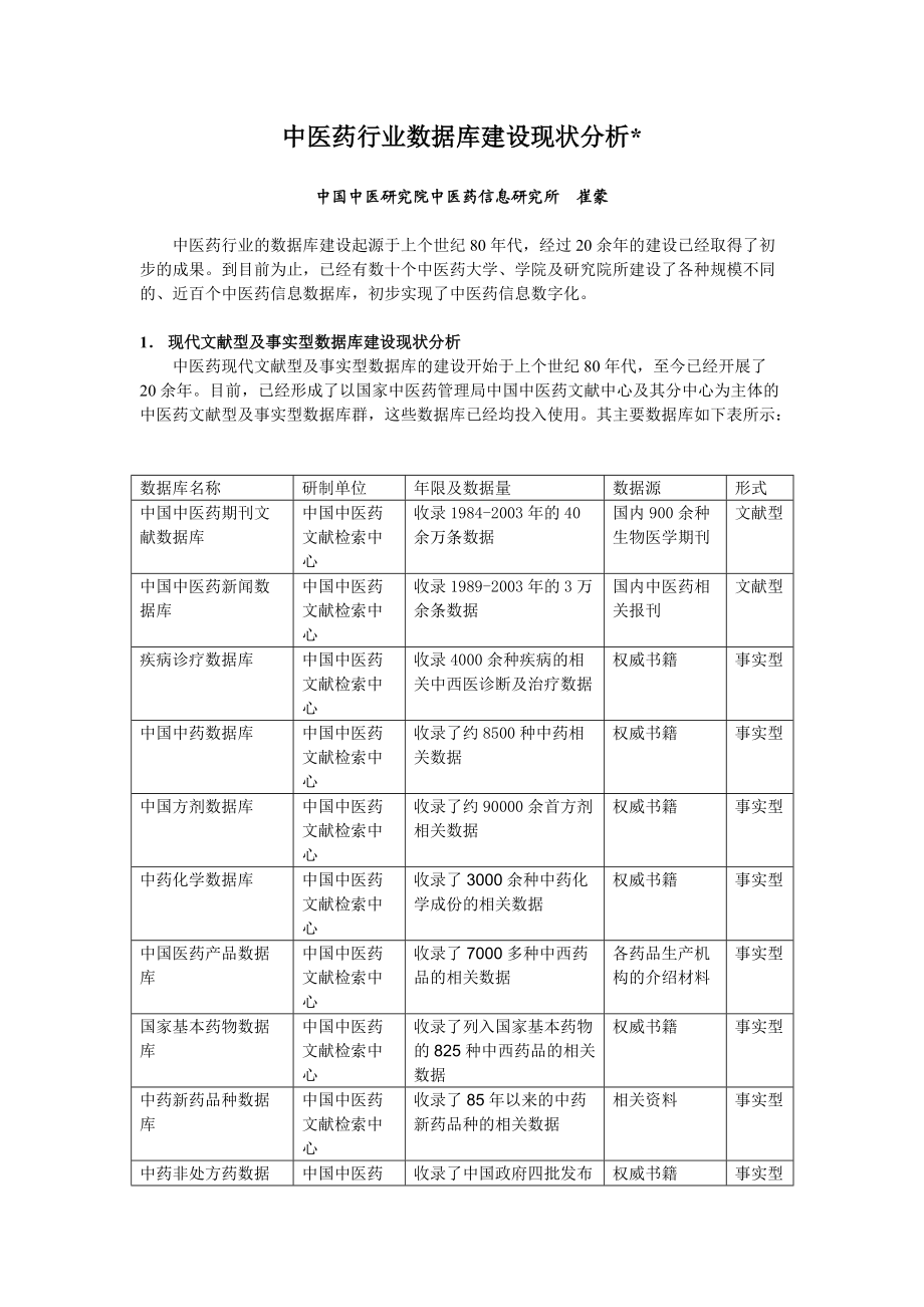 中医药行业数据库建设现状分析_第1页