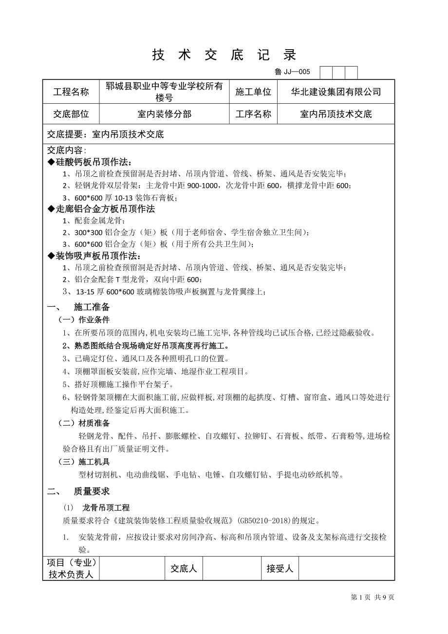 吊顶装修技术交底_第1页