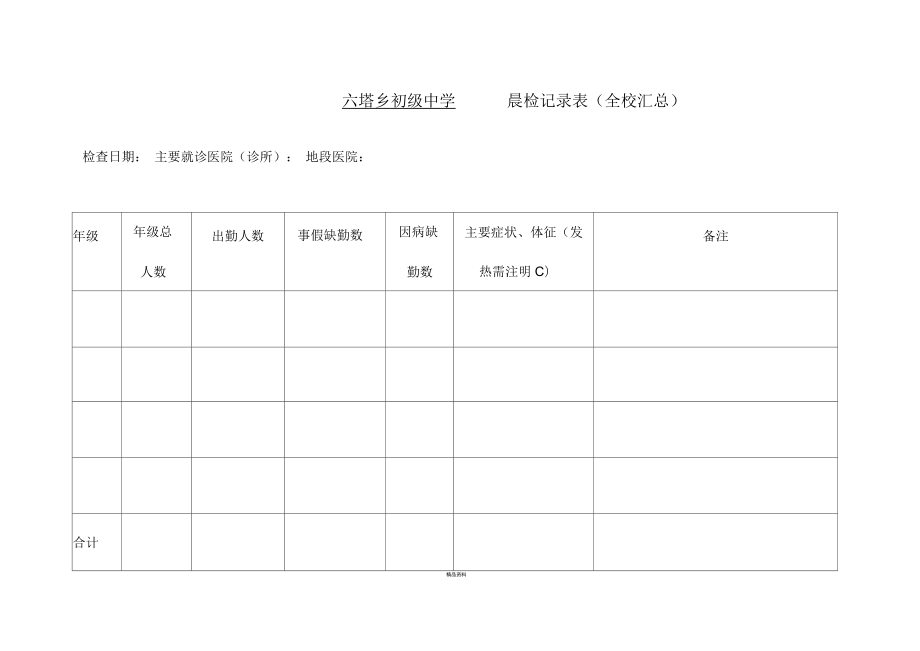 学校晨检记录表_第1页