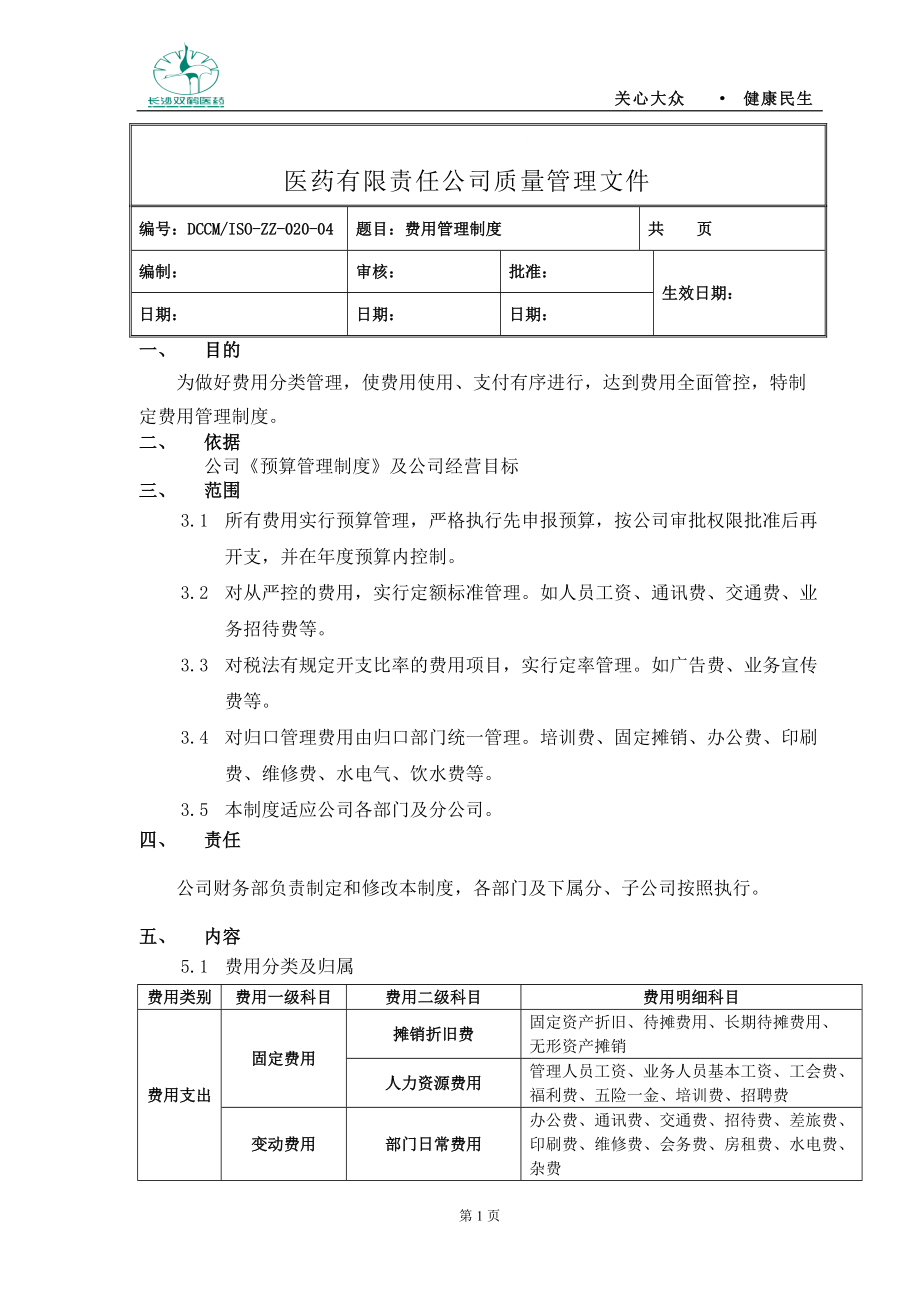 费用管理办法(525)_第1页