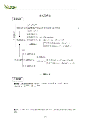 整式乘法(学生版)知识点+经典例题+题型归纳