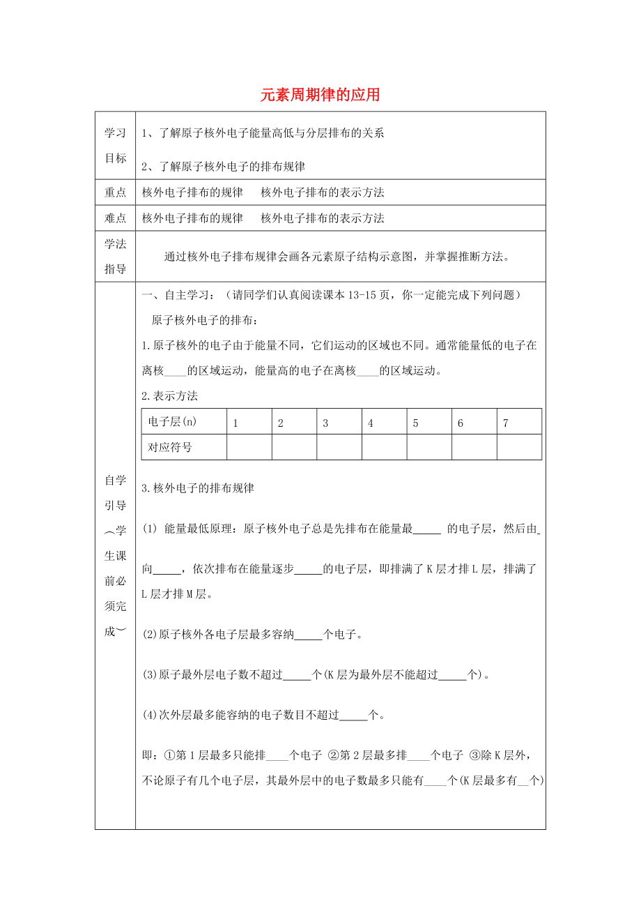 辽宁省抚顺市高中化学 第一章 物质结构元素周期律 1.2 元素周期导学案1无答案新人教版必修2_第1页