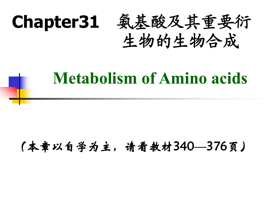 生化學 第31章氨基酸及其重要衍生物生成_第1頁