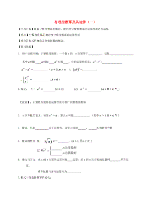 山東省樂陵市高中數(shù)學 2.1.1 指數(shù)與指數(shù)冪的運算 2.1.1.1 有理指數(shù)冪及其運算1導學案無答案新人教A版必修1