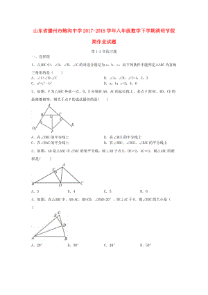 山東省某知名中學(xué)八年級數(shù)學(xué)下學(xué)期清明節(jié)假期作業(yè)試題第12章無答案 北師大版2