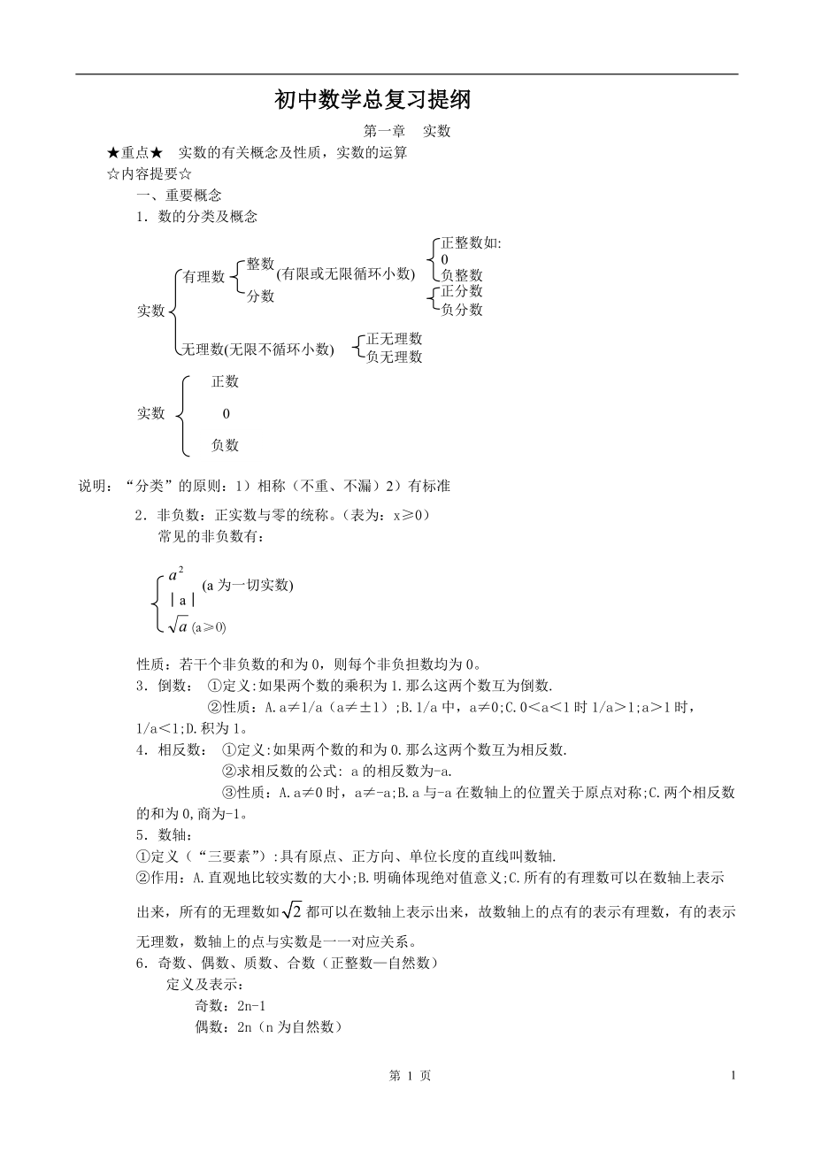 初中數(shù)學總復習提綱[共14頁]_第1頁