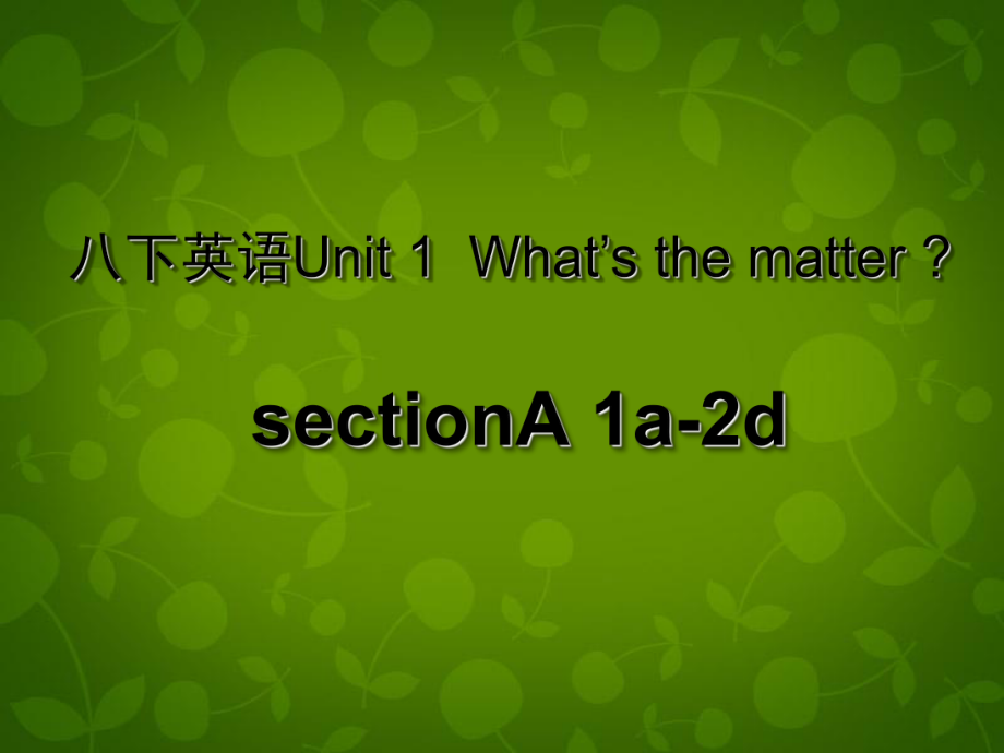 湖北省荊州市沙市第五中學(xué)八年級英語下冊 Unit 1 What’s the matter課件1 新版人教新目標(biāo)版_第1頁