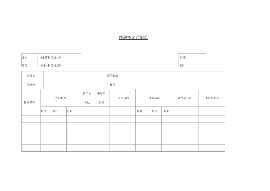 【薪酬福利】件薪核定通知單_第1頁