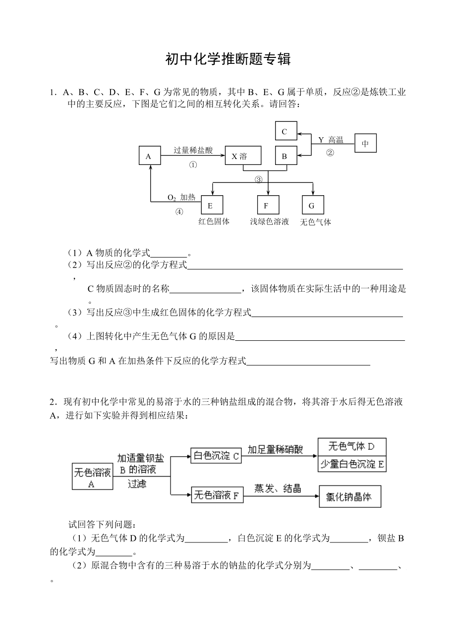 初中化學(xué)推斷題專輯[共22頁]_第1頁