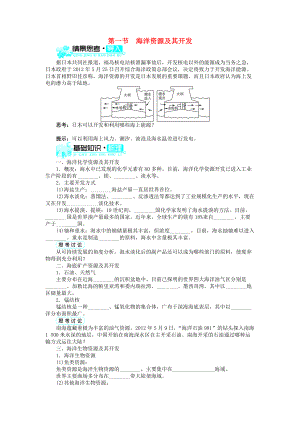 高中地理 第二章 海岸與海底地形 第一節(jié) 海洋資源及其開發(fā)學(xué)案 中圖版選修2