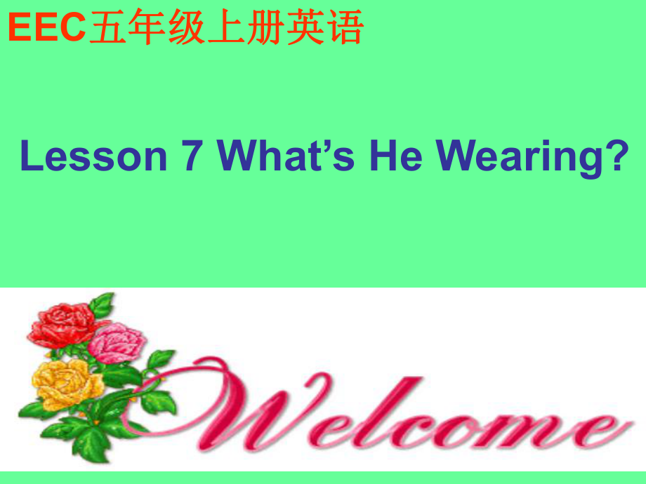 教科版五上Lesson 7 What’s He Wearingppt课件_第1页