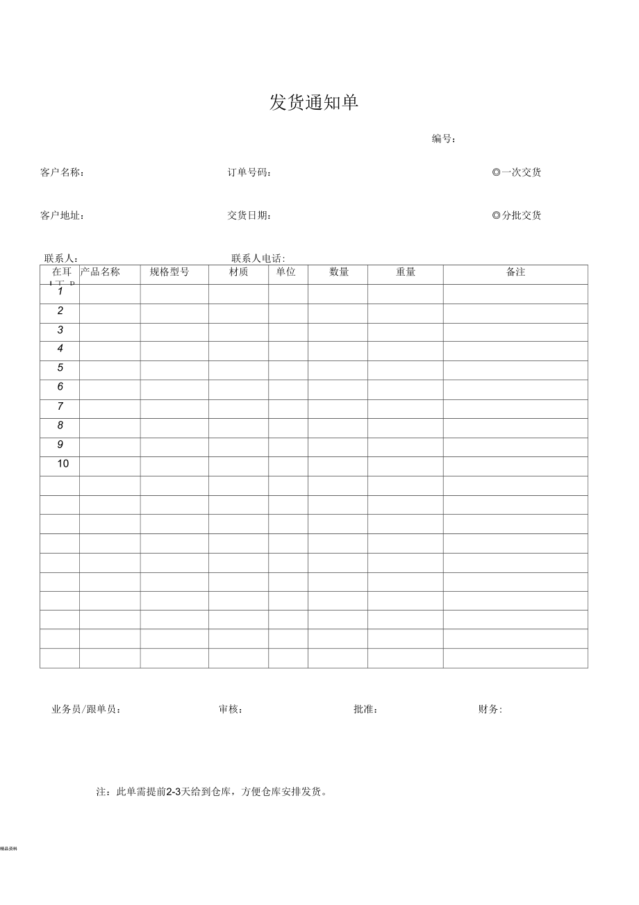 发货通知单(模板)_第1页