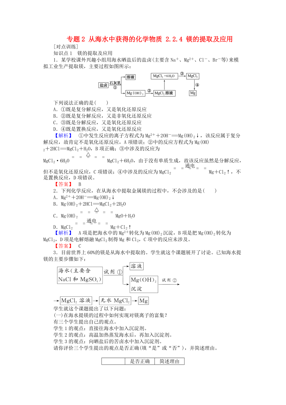 高中化学海水提镁图片