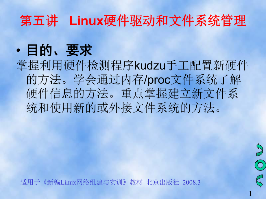 Linux課件 第五講 Linux硬件驅(qū)動(dòng)和文件系統(tǒng)管理_第1頁