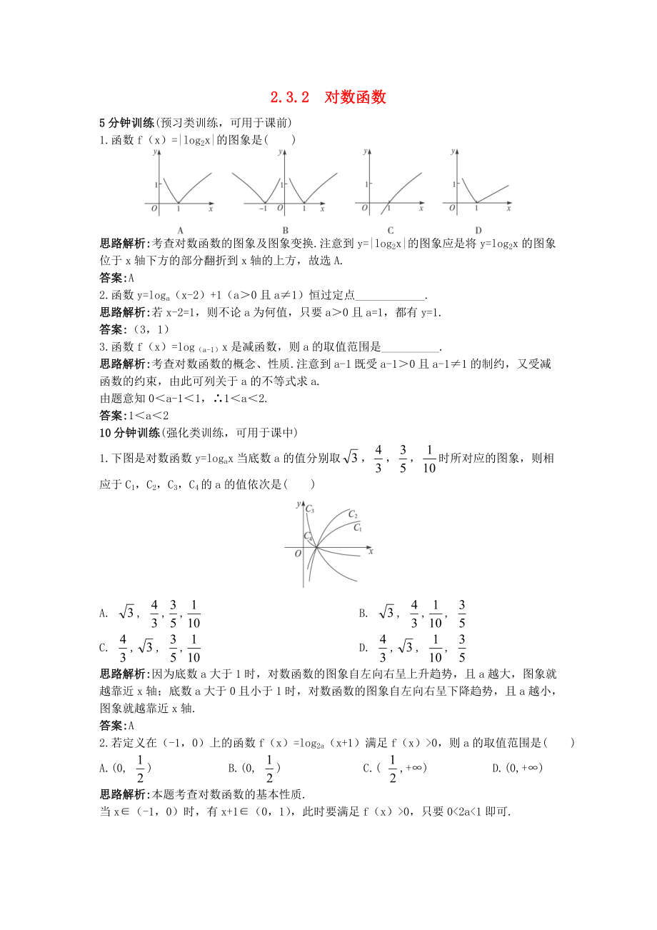 高中數(shù)學(xué) 第三章 指數(shù)函數(shù)、對數(shù)函數(shù)和冪函數(shù) 3.2 對數(shù)函數(shù) 3.2.2 對數(shù)函數(shù)優(yōu)化訓(xùn)練 蘇教版必修1_第1頁