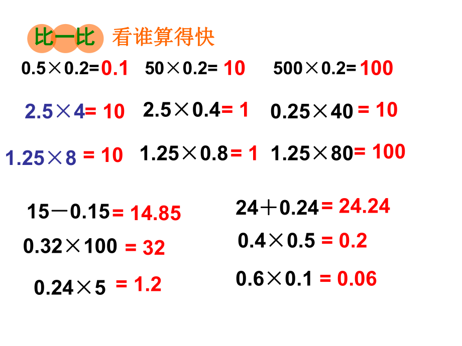 小數乘法簡便運算