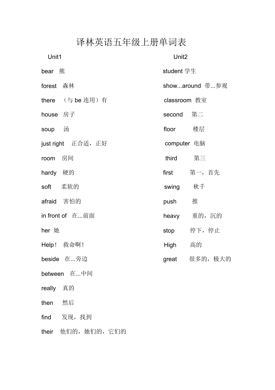 译林英语五年级上册单词表(二)_第1页