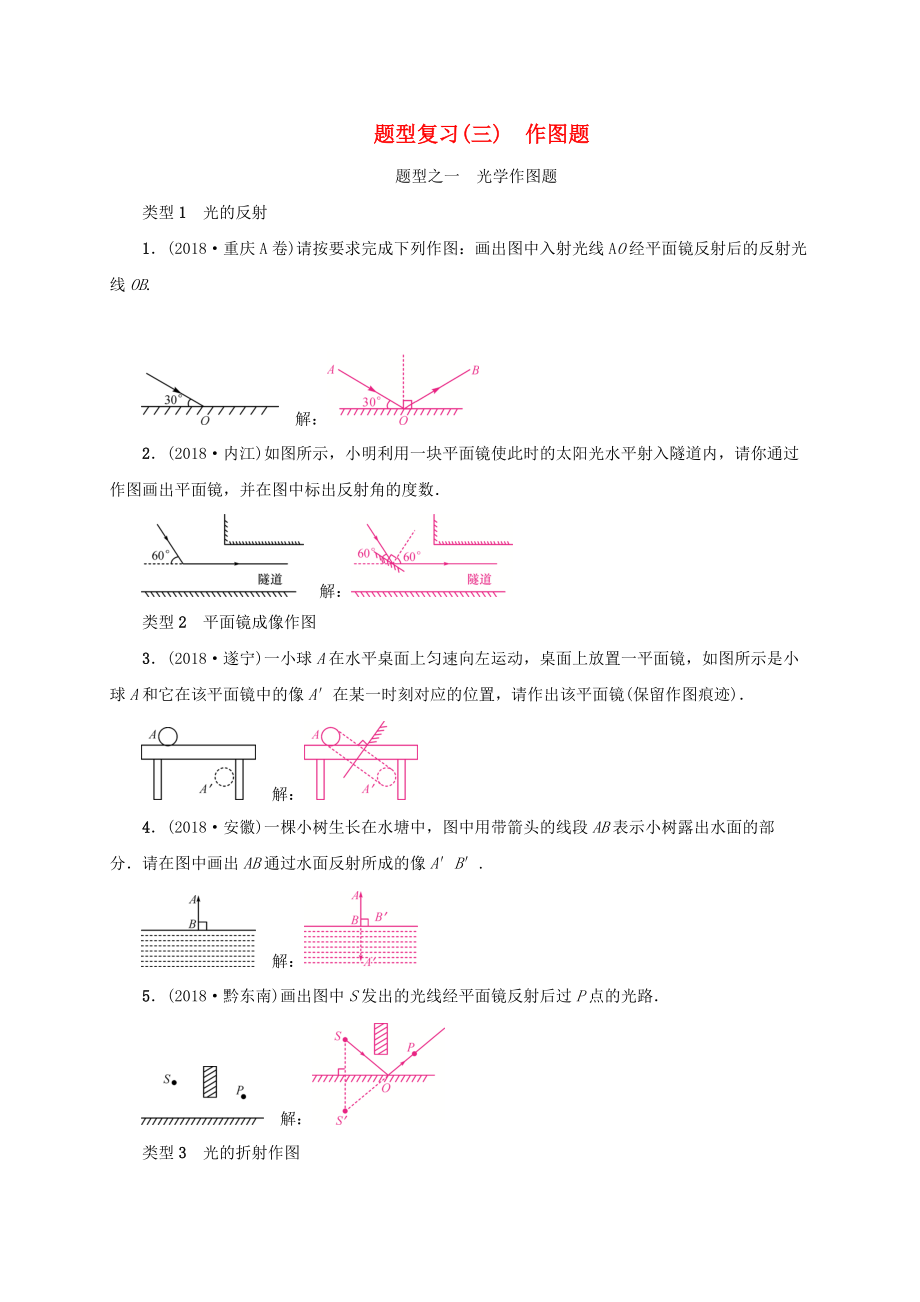 云南專(zhuān)版中考物理 題型復(fù)習(xí)三作圖題_第1頁(yè)