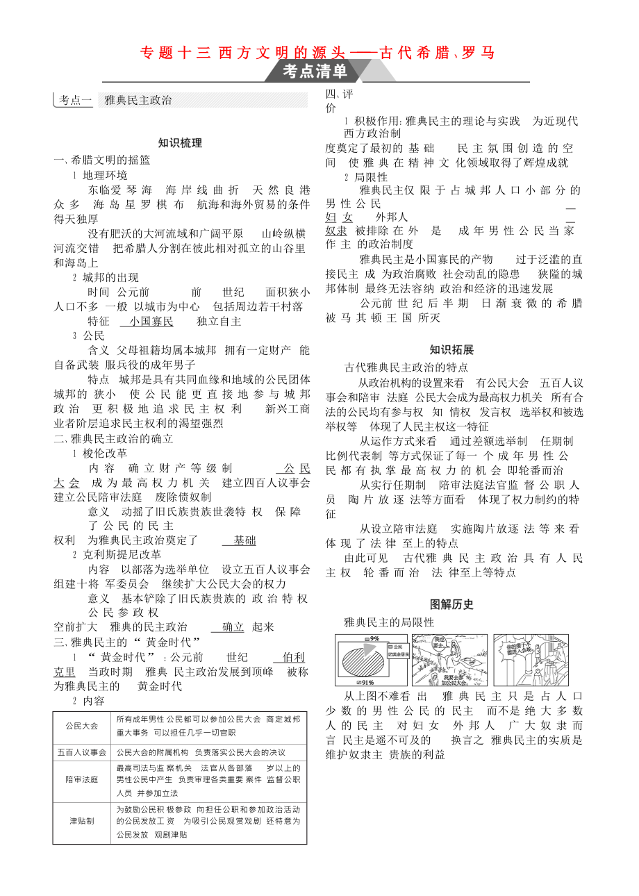 全國通史版高考?xì)v史總復(fù)習(xí) 專題十三 西方文明的源頭——古代希臘、羅馬學(xué)案_第1頁