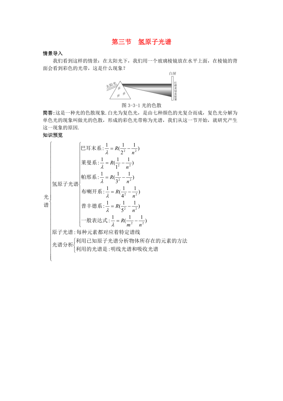 高中物理 第三章 原子結(jié)構(gòu)之謎 3.3 氫原子光譜素材 粵教版選修35_第1頁(yè)