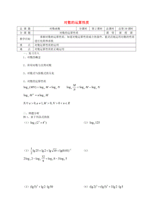 高中數(shù)學(xué) 初高中銜接教材 第30課時(shí) 對(duì)數(shù)的運(yùn)算性質(zhì)學(xué)案無(wú)答案蘇教版