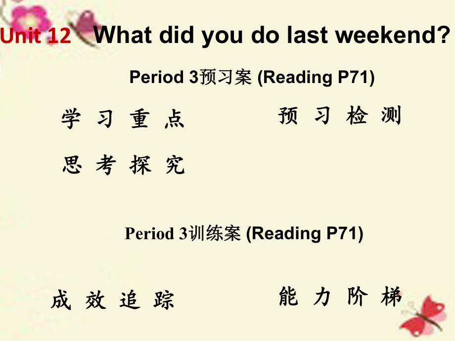 【高分突破】2016七年級英語下冊Unit12WhatdidyoudolastweekendPeriod3課件（新版）人教新目標(biāo)版_第1頁