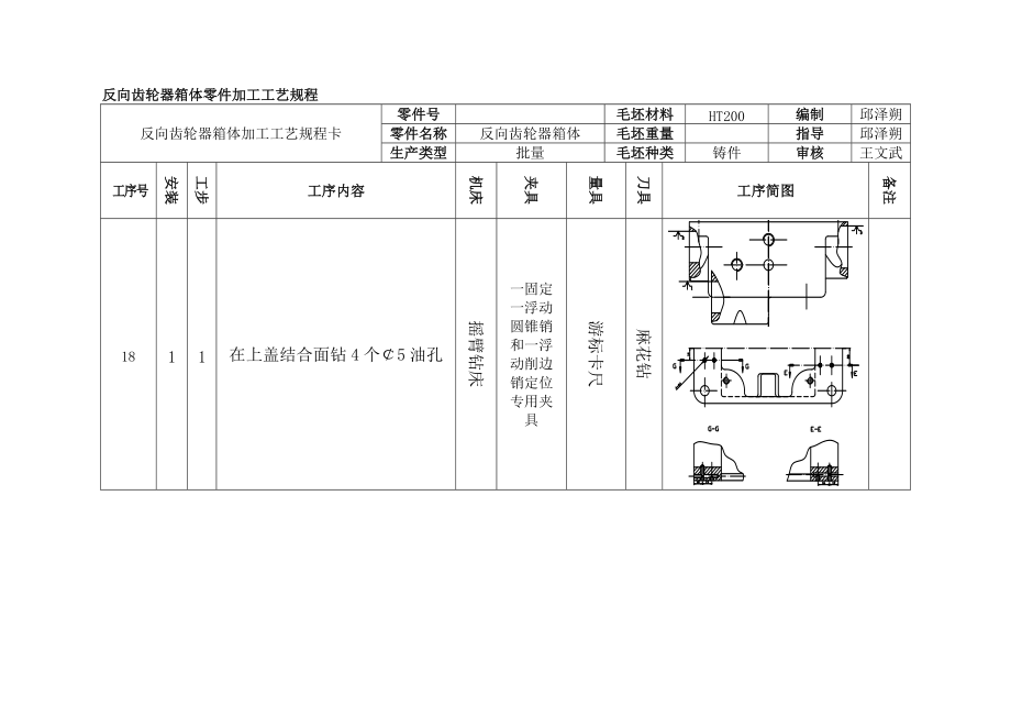 反向齒輪器箱體工藝規(guī)程卡－參考_第1頁(yè)