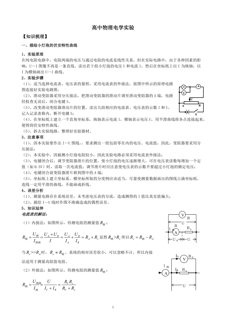 高中物理電學(xué)實(shí)驗(yàn)專題經(jīng)典版[共15頁(yè)]_第1頁(yè)