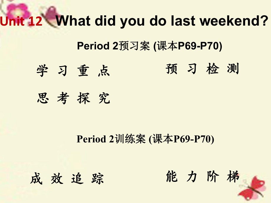 【高分突破】2016七年級(jí)英語(yǔ)下冊(cè)Unit12WhatdidyoudolastweekendPeriod2課件（新版）人教新目標(biāo)版_第1頁(yè)