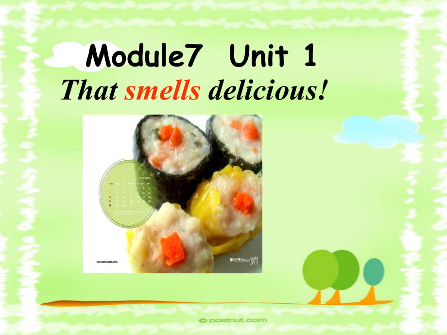 外研版初中英語八年級上冊Module7 Unit1 That smells delicious!課件_第1頁