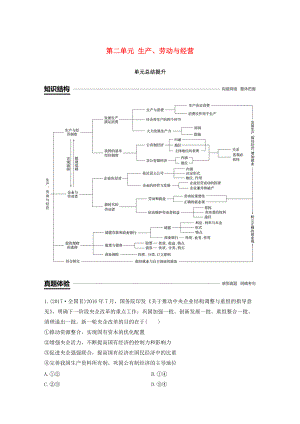 全國通用版高中政治 第二單元 生產(chǎn)、勞動(dòng)與經(jīng)單元總結(jié)提升 新人教版必修1