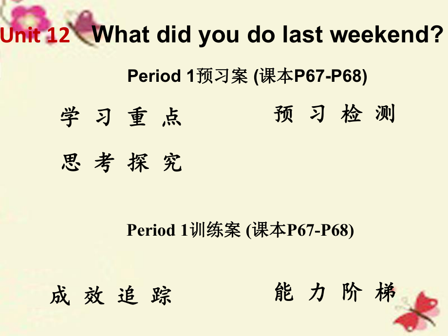 【高分突破】2016七年級(jí)英語(yǔ)下冊(cè)Unit12WhatdidyoudolastweekendPeriod1課件（新版）人教新目標(biāo)版_第1頁(yè)