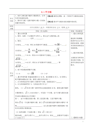 陜西省山陽縣色河鋪鎮(zhèn)七年級數(shù)學(xué)下冊6實數(shù)6.1平方根導(dǎo)學(xué)案2無答案新版新人教版0604110