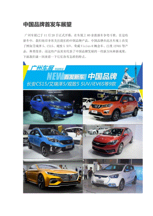 中国品牌首发车展望