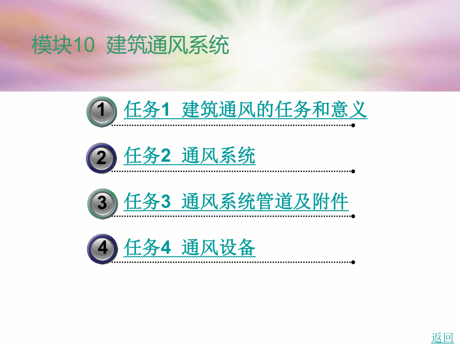 中职建筑设备工程（主编陈剑宇 北理工版）课件：模块10 建筑通风系统01_第1页