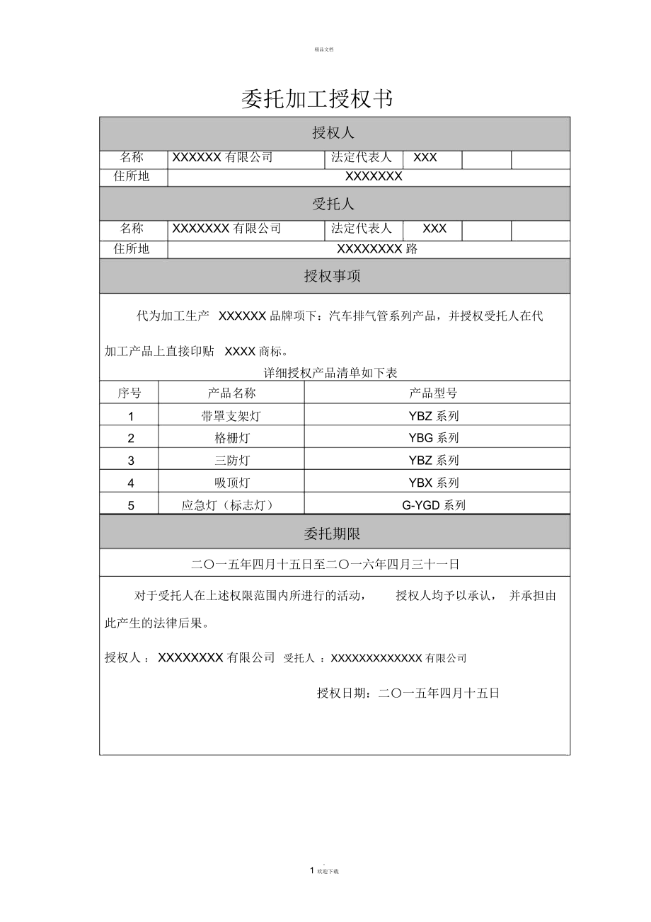 京東入駐審核oem委托加工授權(quán)書_第1頁